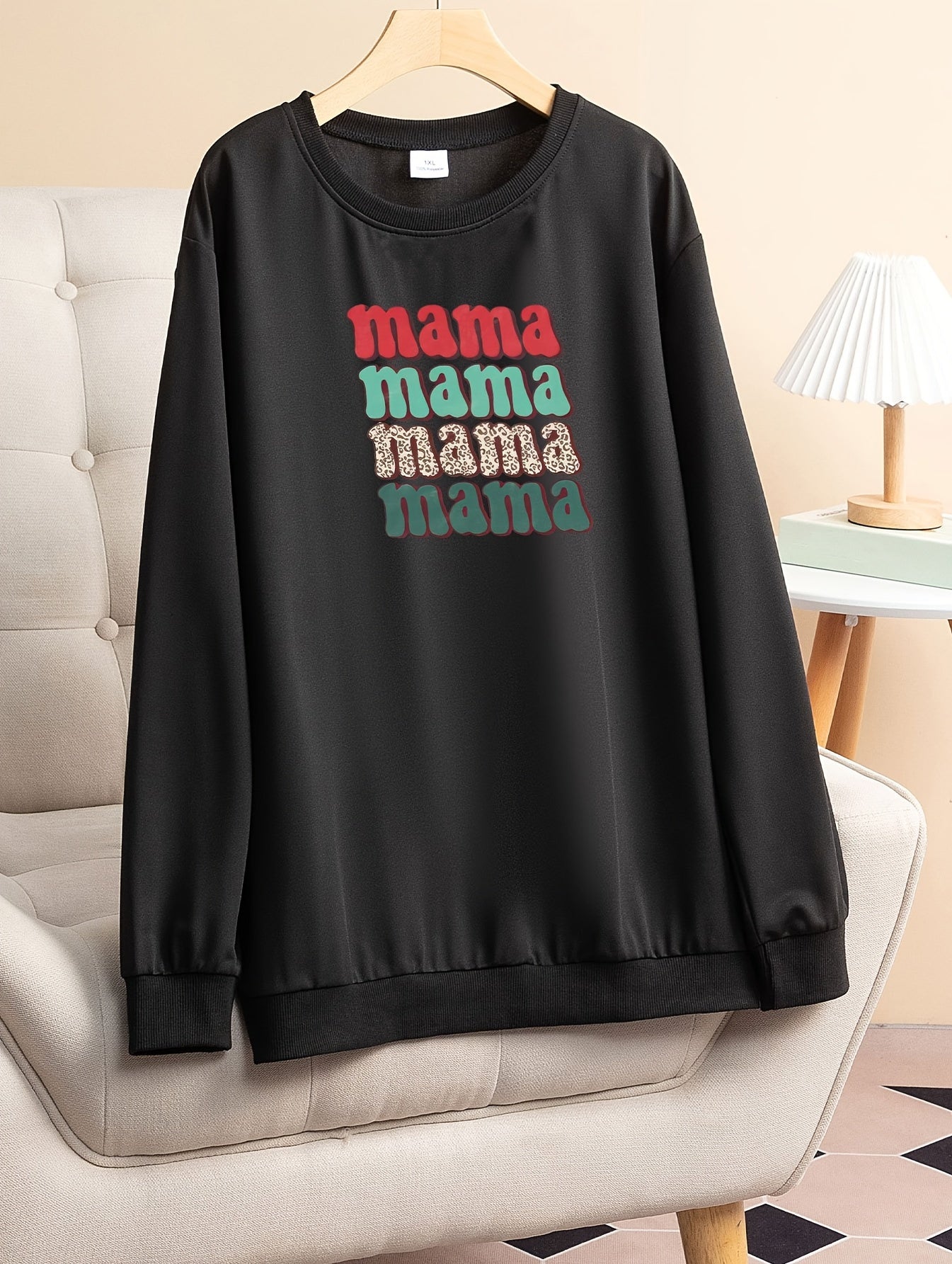 Women's Plus Size Colorful Letter Print Lounge Top