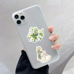 60pcs Green Flower And Elf PVC Cartoon Stickers For Kids Laptop Decoration