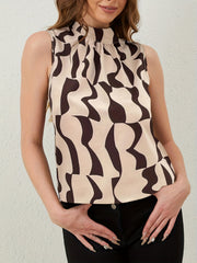 Casual Mock Neck Sleeveless Blouse for Spring & Summer Women's Clothing