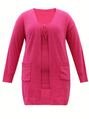 Casual Sweater Set: Cardigan & Cami Dress 2 Piece Set