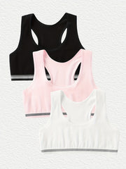 4pcs Girls Cotton Anti-Convex Bras Female Elastic Crop Top Vests