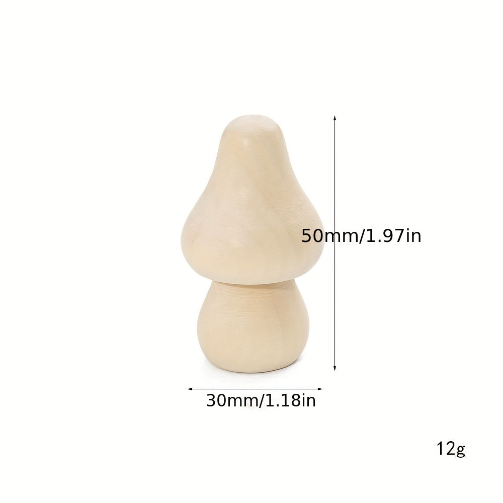 5pcs Unprocessed Wooden Mushrooms Natural Small Wooden Mushrooms
