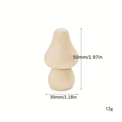 5pcs Unprocessed Wooden Mushrooms Natural Small Wooden Mushrooms