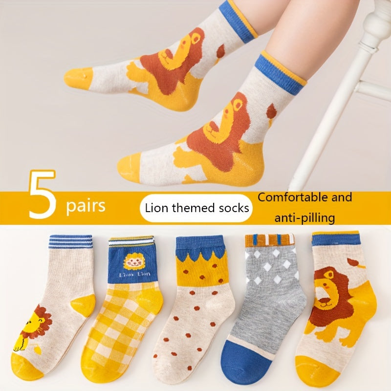 5 Pairs Animal Pattern Socks Soft Autumn Winter Comfortable Sports Socks