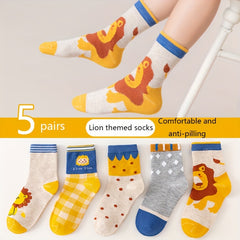 5 Pairs Animal Pattern Socks Soft Autumn Winter Comfortable Sports Socks