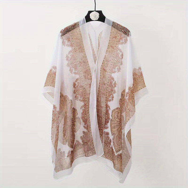 Paisley Print Chiffon Sunproof Bikini Cover Up Sarong