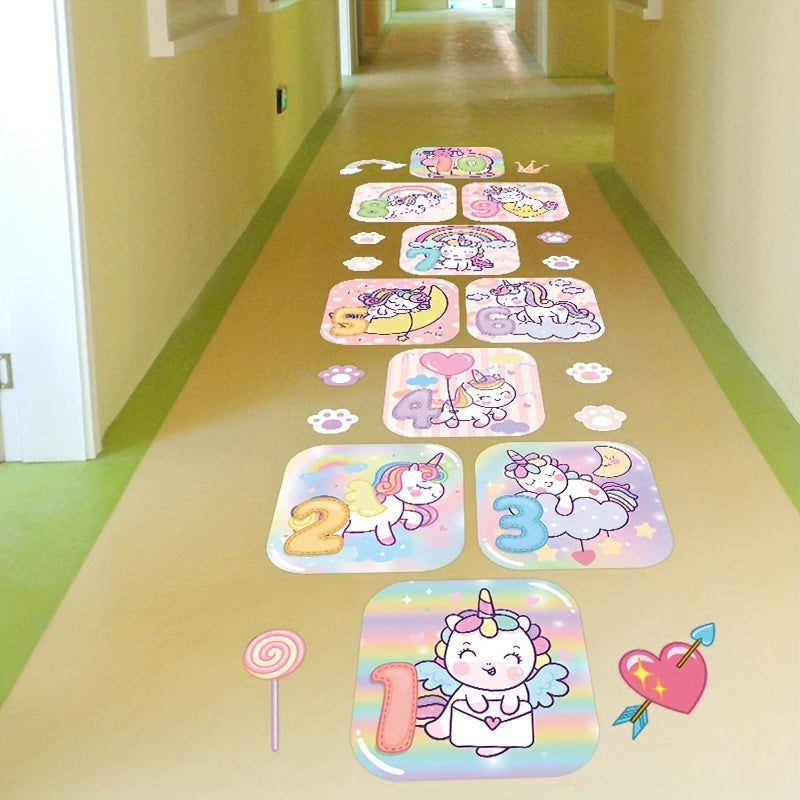 2pcs Cartoon Number Floor Sticker Self Adhesive Waterproof Room Decor