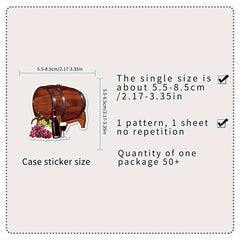 50pcs Red Wine Cartoon Stickers for DIY Journal, Luggage, Car Decor