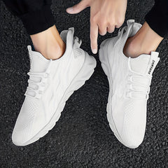 Men's Lace Up Knit Sneakers Breathable Outdoor Walking Shoes