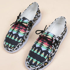 Leopard Print Lace-up Walking Shoes for Women