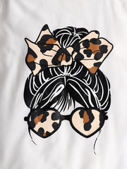 Girl's Camisole Sweatshirt & Leopard Pants Set Anime Print Casual Outfits
