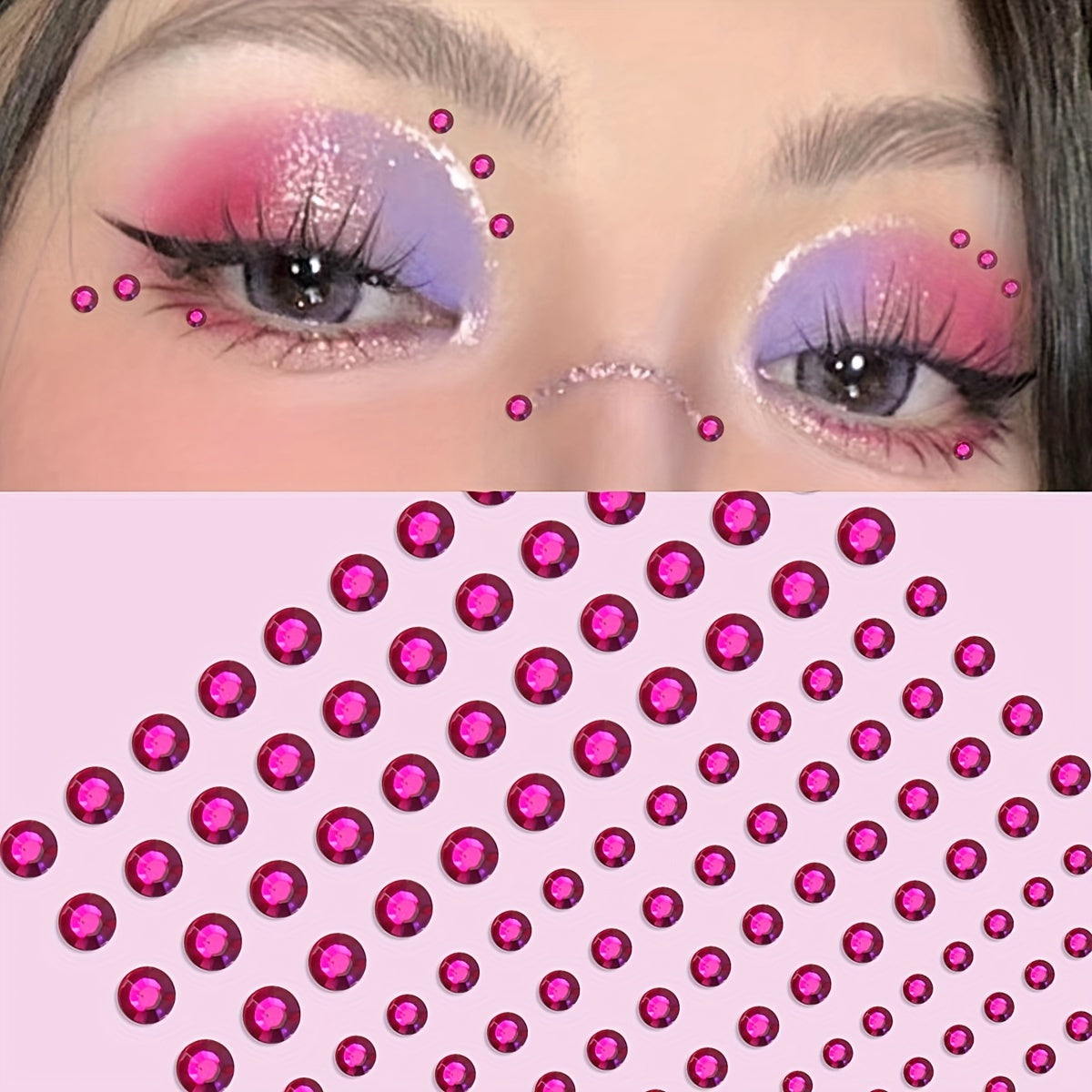 144 Pcs Rose Makeup Face Stickers Rhinestone Decoration