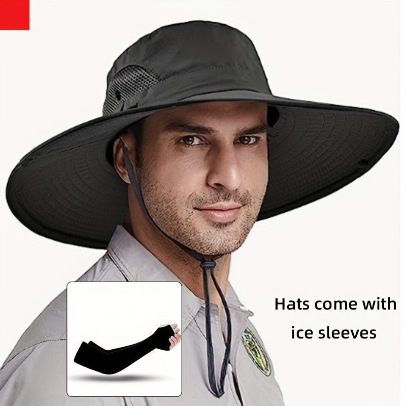 Men's Fishing Hat with Breathable Net for Summer Fishing + Bonus Ice Sleeve