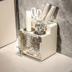 Large Capacity Chopstick Holder Cutlery Organizer with Drip Tray