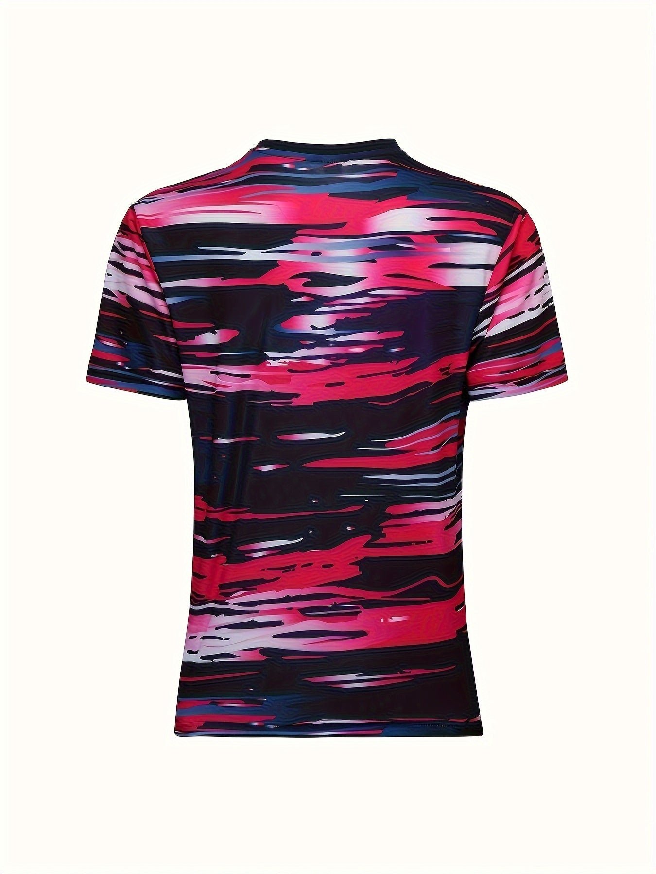 Men's Stripe Print Crew Neck Short Sleeve Soccer Club Uniform Shirt