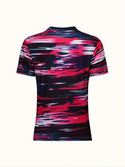 Men's Stripe Print Crew Neck Short Sleeve Soccer Club Uniform Shirt