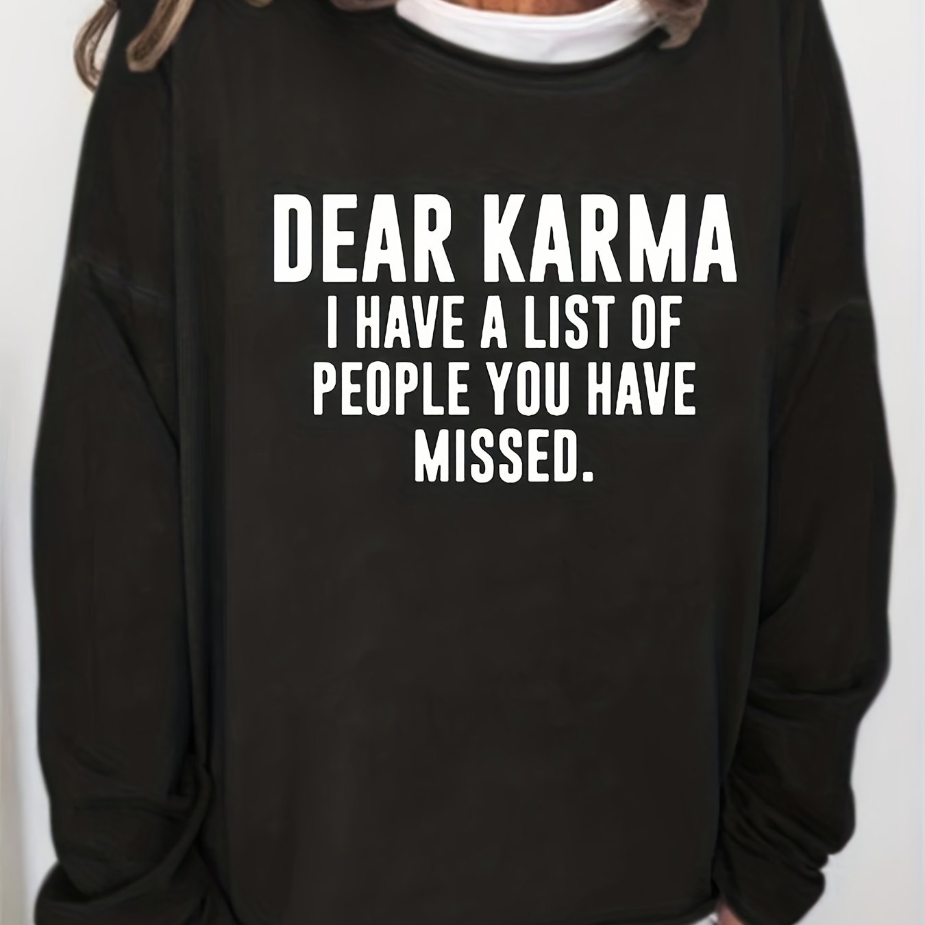 Letter Print Crew Neck Sweatshirt for Women