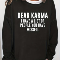 Letter Print Crew Neck Sweatshirt for Women