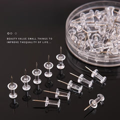 60pcs Transparent Plastic Push Pins for Walls Cork Boards Maps