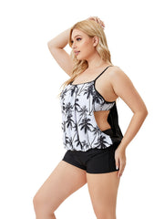 Floral Print Colorblock Bikini Set Women's Plus Size
