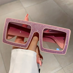 Sparkling Gradient UV400 Oversized Square Sunglasses for Party Beach Club
