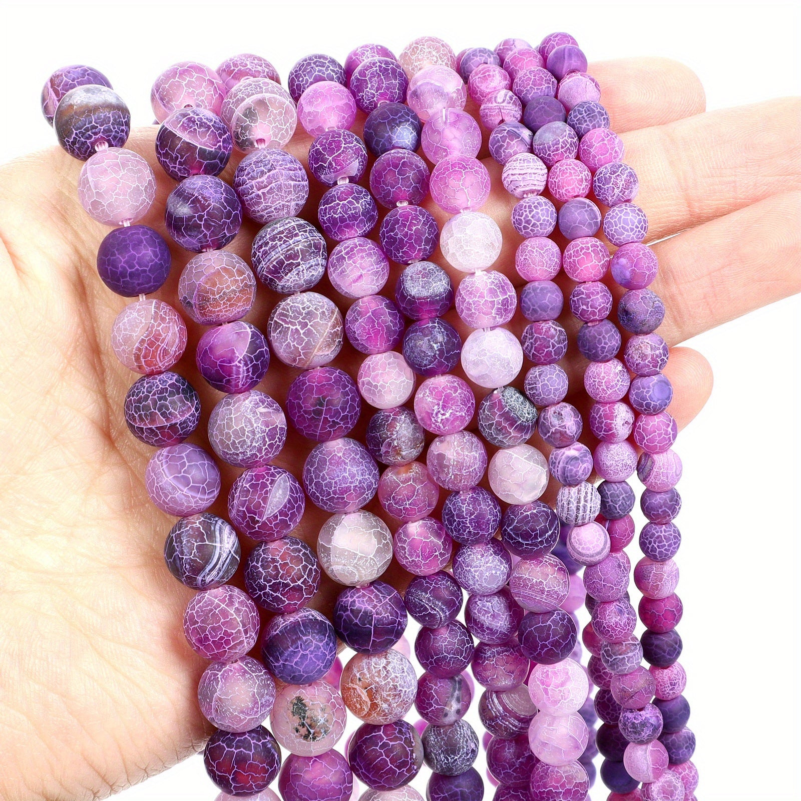 Purple Frost Cracked Dragon Veins Agates Beads 4-12mm