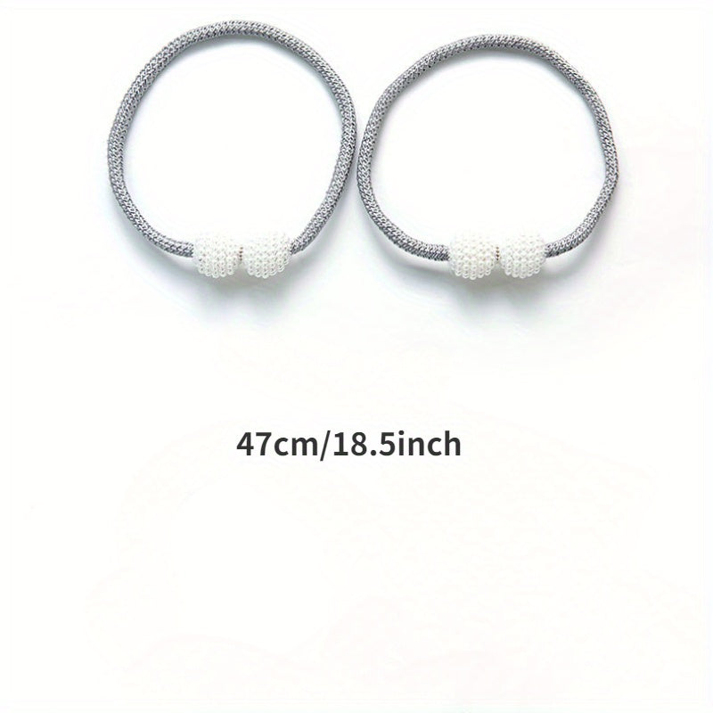 2pcs Faux Pearl Magnetic Buckle Curtain Holdback