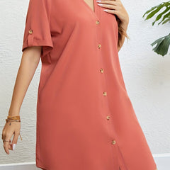 Plus Size Casual Dress Stand Collar Knee Length Dress