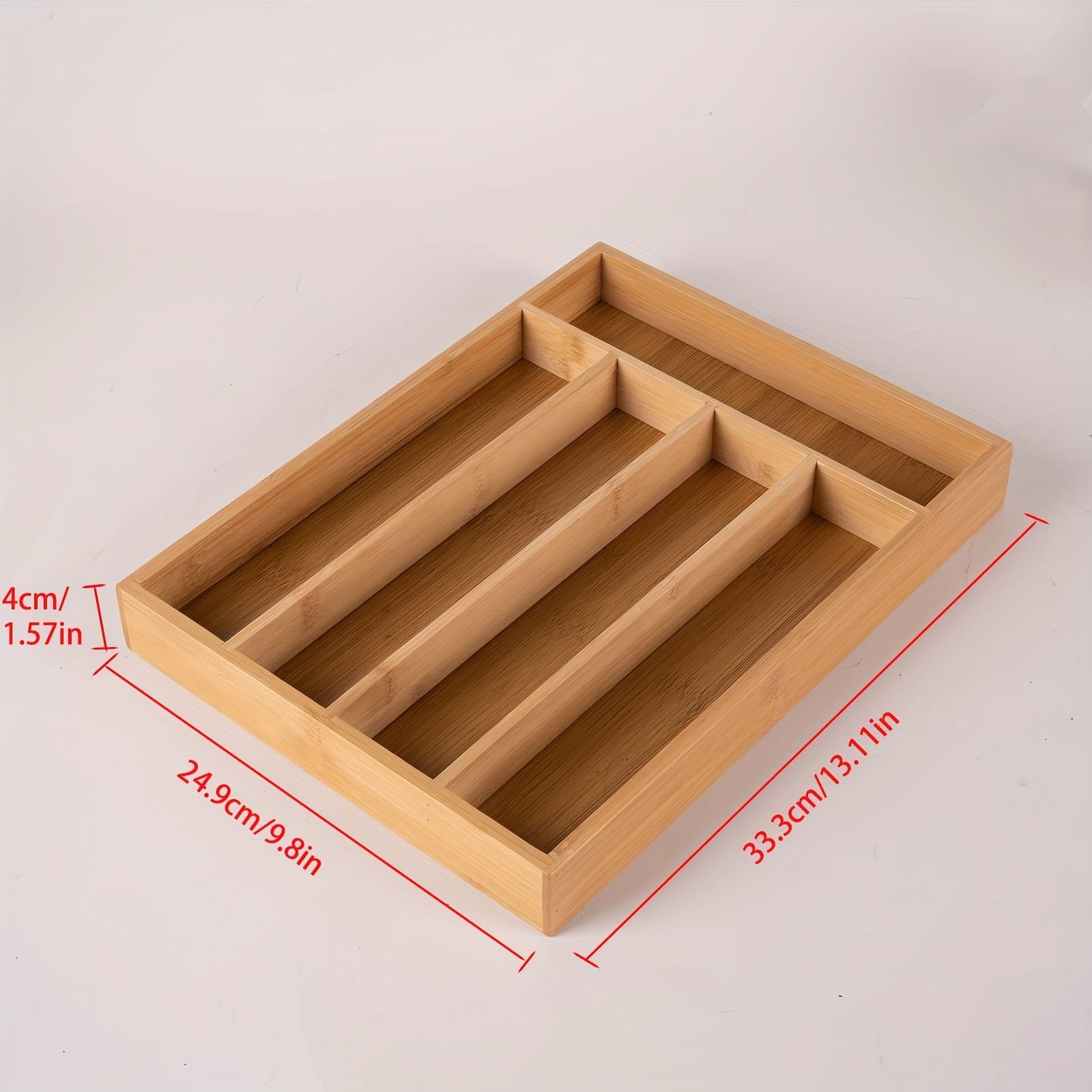 Bamboo Storage Tray 5 Compartment Organizer