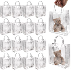 16pcs Clear Plastic Gift Bags Reusable Tote Bag