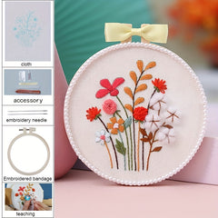 Plant Flower Embroidery Cross Stitch DIY Material Bag Set