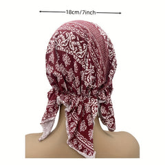 Boho Floral Print Turban Cap Vintage Solid Head Scarf Beanie Soft Elastic