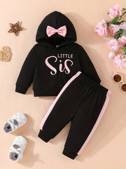 Baby Girls Bow Hooded Sweatshirt Trousers Set