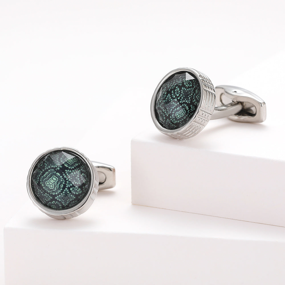 Men's Green Round Shirt Cufflinks