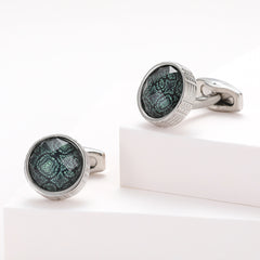 Men's Green Round Shirt Cufflinks