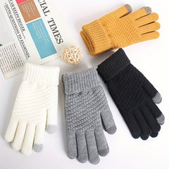 Winter Thermal Knit Gloves Touch Screen Windproof Warm Thick Full Finger Gloves