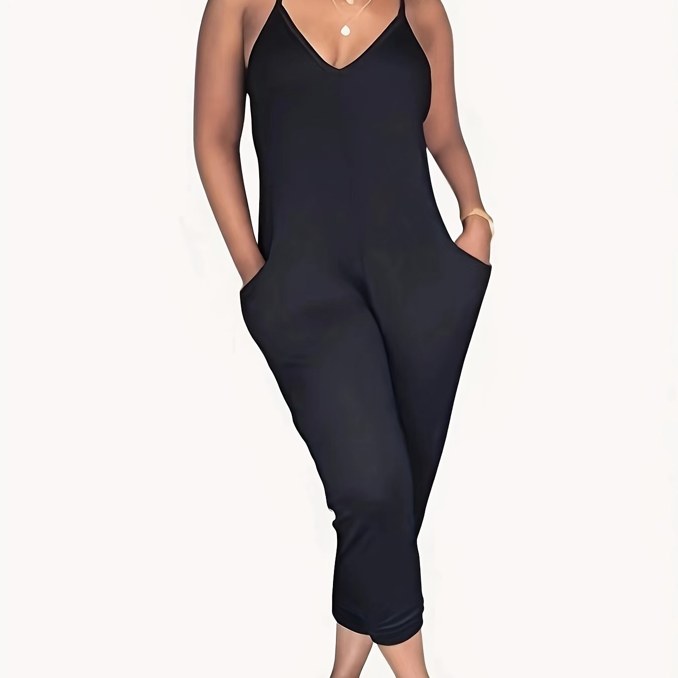 V Neck Cami Jumpsuit with Pockets