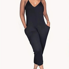V Neck Cami Jumpsuit with Pockets