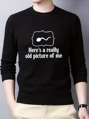 Funny Sperm Print Knitted Sweater Men's Casual Warm Mid Stretch Pullover