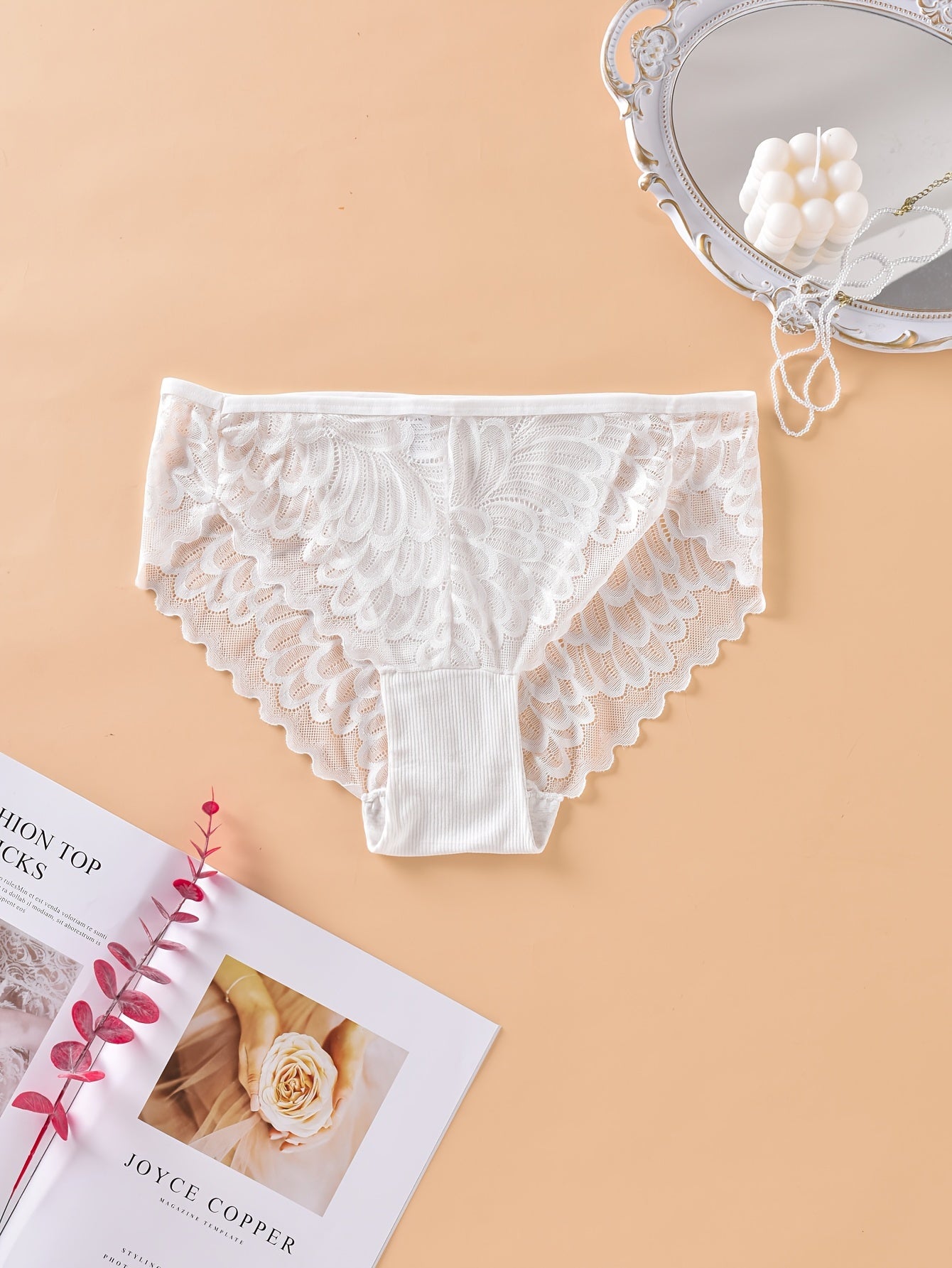 5 Pack Plus Size Panties Set Women's Plus Soft Contrast Lace Briefs