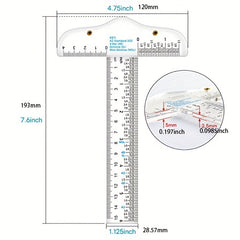 6-Inch T-Shape Acrylic Transparent Ruler - Crafting, Scrapbooking, Drafting