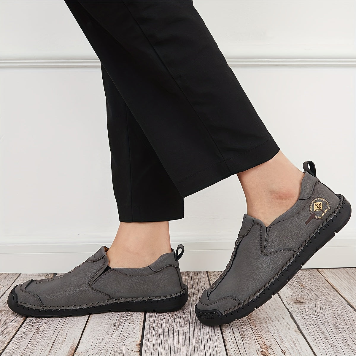 Vintage Style Loafer Shoes Stitch Detail Slip On Men's Shoes