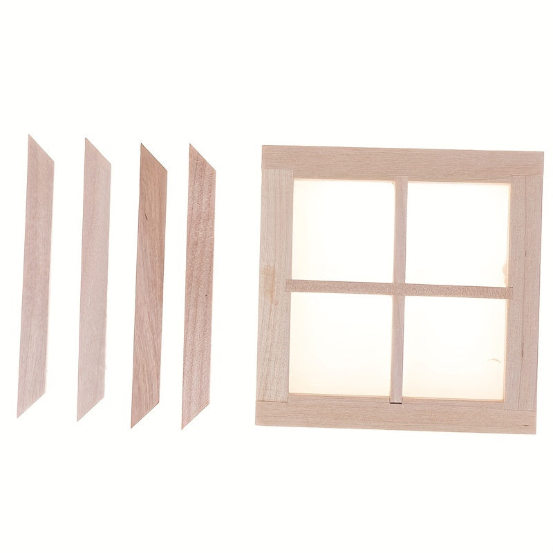 1:12 Dollhouse Wooden 4 Pane Window DIY Accessories