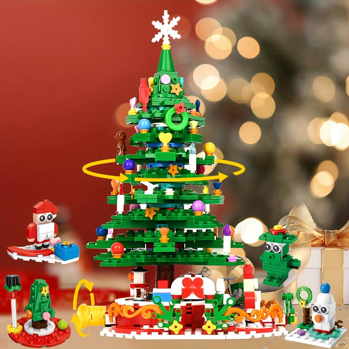 24 IN 1 Advent Calendar Christmas Tree Building Toys With Rotating Base