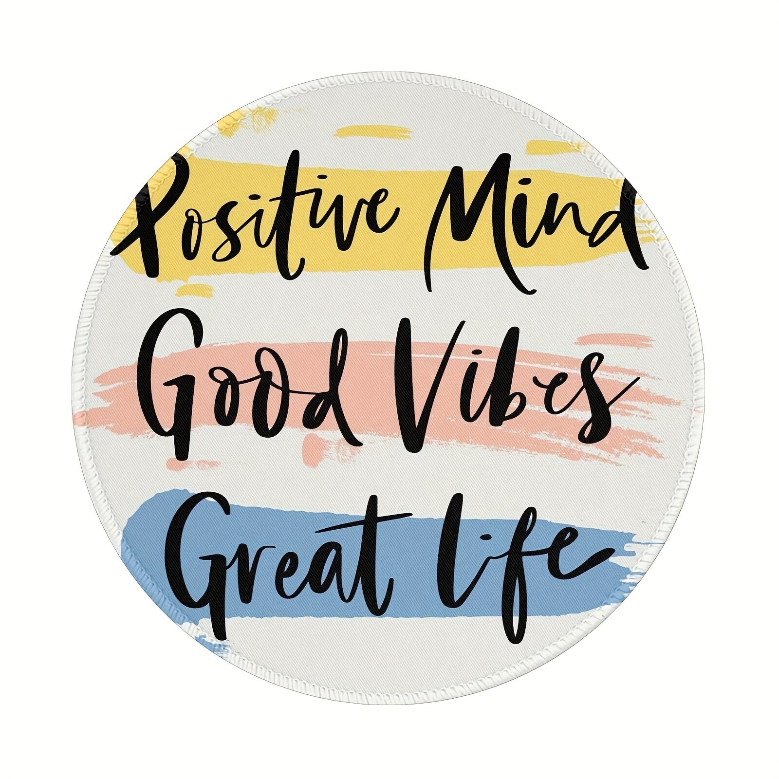 Positive Mind Font Pattern Round Mouse Pad Home Office Rubber Sliding Mouse Pad