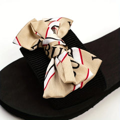 Women's Bowknot Flat Sandals Slip On Comfy Shoes