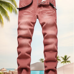 Slim Fit Vintage Jeans Men's Casual Street Style Distressed Denim Pants