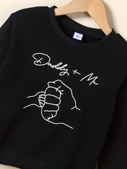Kid's Thermal Sweatshirt DADDY ME Print Pullover Crew Neck