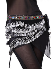 Belly Dance Hip Skirt Coins Scarf Sequin Wrap Skirt