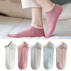 10 Pairs Women's Argyle Ankle Socks Soft Lightweight Textured Stockings